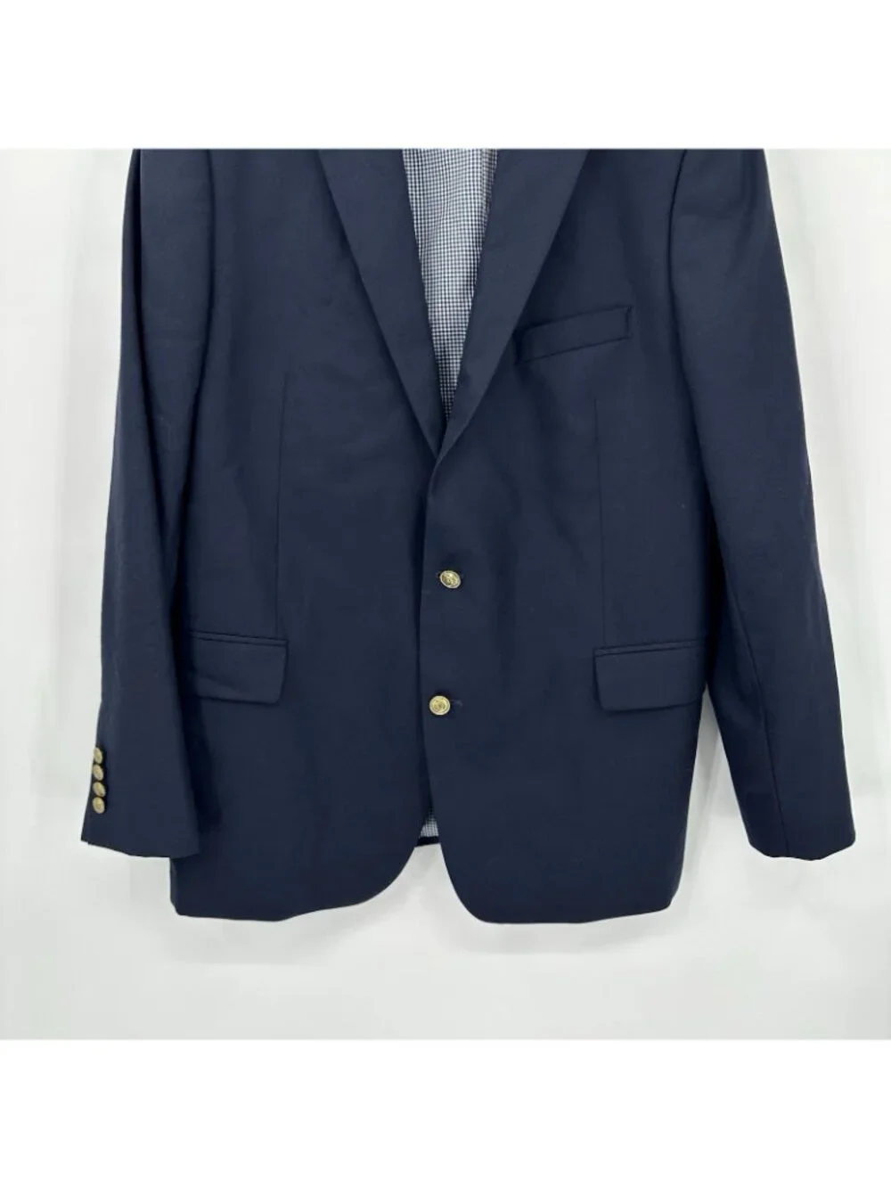 STAFFORD jacket blazer navy blue 48L 100% wool business casual gold buttons